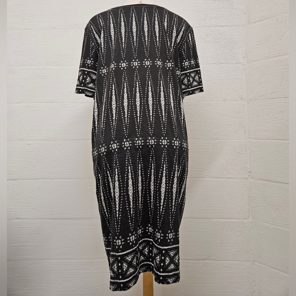 Tory Burch Bologan Knit Aztec Drawstring Dress in Charcoal and White Sz XL - Picture 4 of 10
